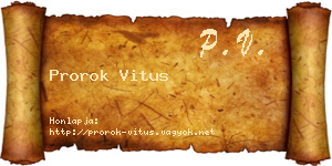 Prorok Vitus névjegykártya